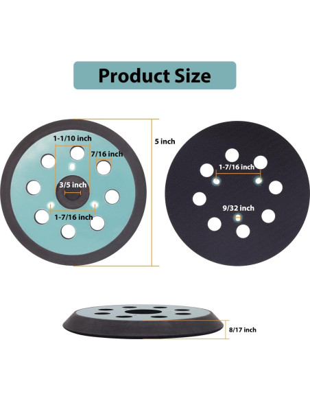 Pad de Lijadora 5" RUIHONGV Compatible con DEWALT y Makita