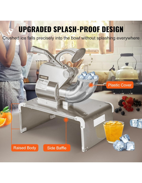 Máquina de Nieve VEVOR 300W 299kg/h Doble Cuchilla 20Qt