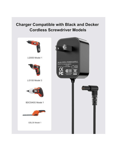 Cargador 9V Black & Decker LI2000 LI3100 Reemplazo 67.8g
