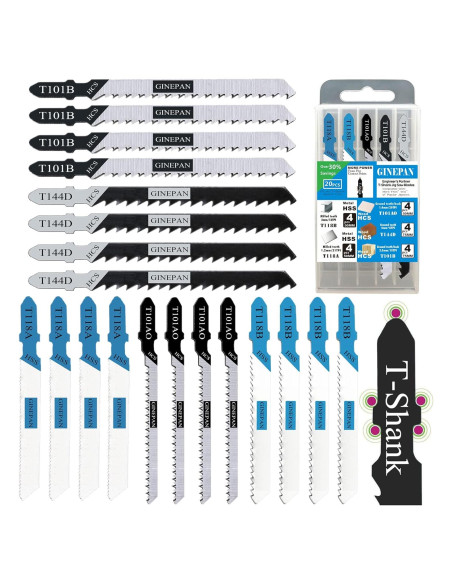 Juego de 20 Hojas de Sierra de Calar GINEPAN T-Shank