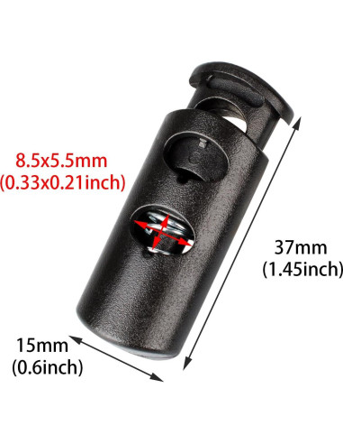 Tapón de resorte plástico doble orificio 20 PCS - Negro