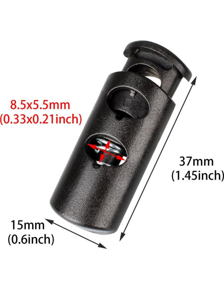 Tapón de resorte plástico doble orificio 20 PCS - Negro