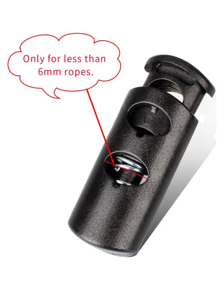 Tapón de resorte plástico doble orificio 20 PCS - Negro