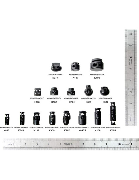 Tapón de resorte plástico doble orificio 20 PCS - Negro