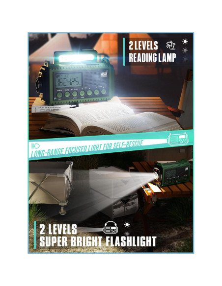 Radio de Emergencia ROCAM 12000mAh AM/FM NOAA Linterna