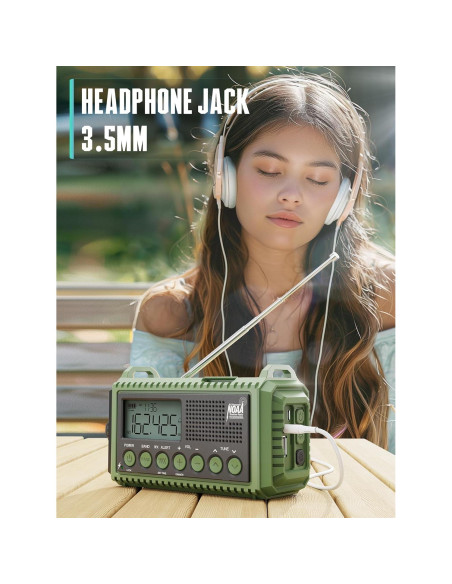 Radio de Emergencia ROCAM 12000mAh AM/FM NOAA Linterna