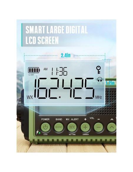 Radio de Emergencia ROCAM 12000mAh AM/FM NOAA Linterna