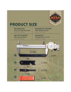 Encendedor de Fuego AOFAR AF-376 con Silbato y Paracord 2