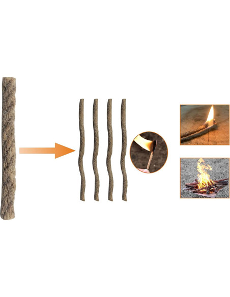 eGreen Encendedor de Magnesio 6 Bolsas Camping + Cuerda de Yute