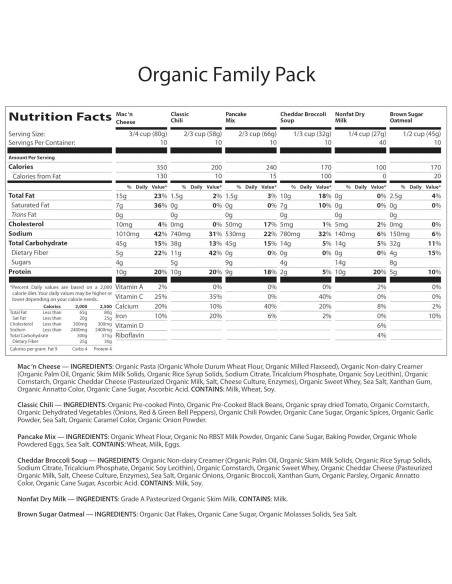 Comida Liofilizada Orgánica NuManna 486 Porciones 25 Años