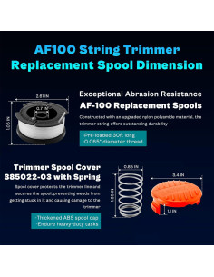 Carrete de Repuesto Prime&Swift AF-100 30ft 0.065" para Black Decker 2