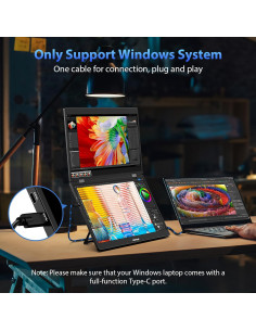 Extensor de Pantalla Triple HotYeah 15.6" FHD USB-C Plegable 2