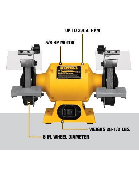 Esmeriladora de Banco DEWALT DW756 6" 440W 3,450 RPM