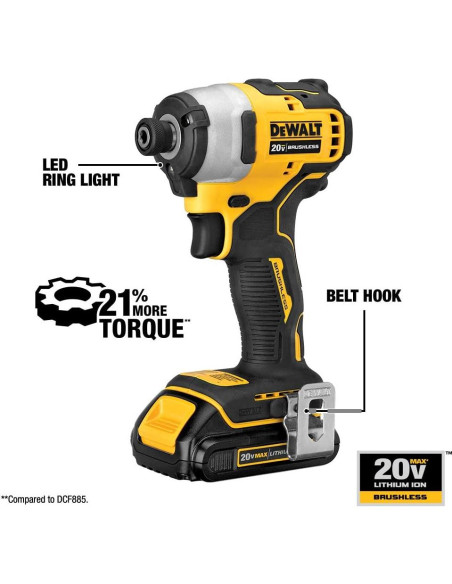 Destornillador de Impacto DEWALT 20V Compacto 192,78 Nm Destornillador de Impacto DEWALT 20V Compacto 192,78 Nm