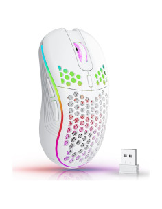 Ratón Inalámbrico AVMTOM RGB 6 Botones Ergonómico Blanco