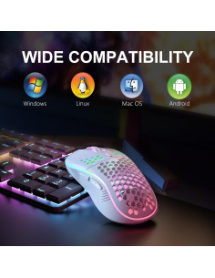 Ratón Inalámbrico AVMTOM RGB 6 Botones Ergonómico Blanco 2