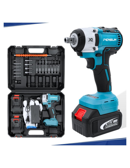 Llave de impacto inalámbrica PENSUN 1/2" 352.78 Nm 3000 RPM