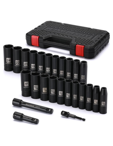 Juego de 25 Piezas de Impacto MIXPOWER 1/2" CR-V Métrico/SAE