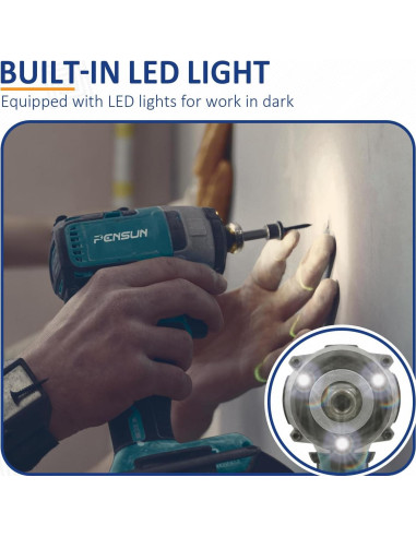 Llave de impacto inalámbrica PENSUN 1/2" 352.78 Nm 3000 RPM
