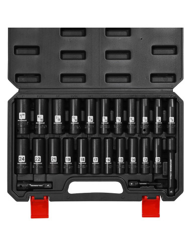Juego de 25 Piezas de Impacto MIXPOWER 1/2" CR-V Métrico/SAE