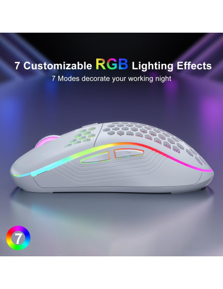 Ratón Inalámbrico AVMTOM RGB 6 Botones Ergonómico Blanco