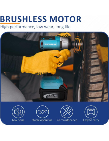 Llave de impacto inalámbrica PENSUN 1/2" 352.78 Nm 3000 RPM