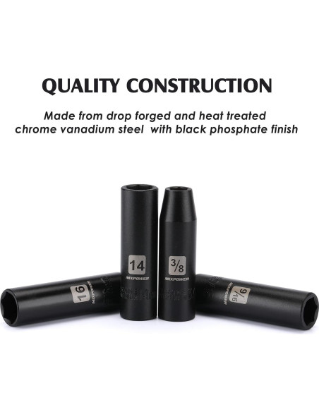 Juego de 25 Piezas de Impacto MIXPOWER 1/2" CR-V Métrico/SAE