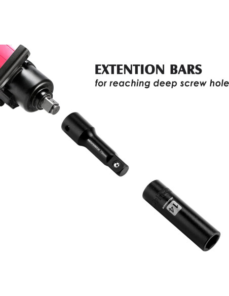 Juego de 25 Piezas de Impacto MIXPOWER 1/2" CR-V Métrico/SAE