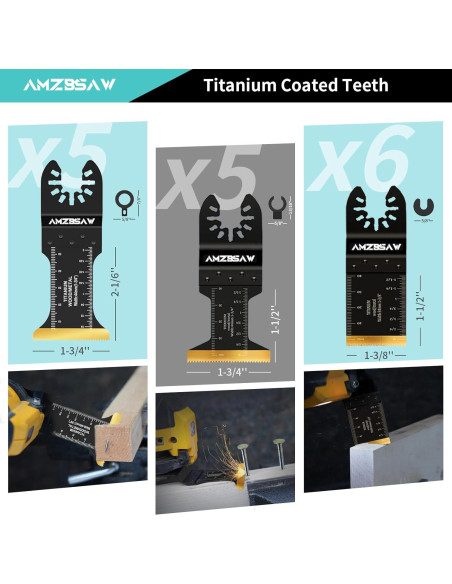 16 Cuchillas Oscilantes Titanio AMZBSAW para Metal y Madera