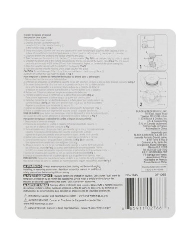 Carrete Repuesto Doble Línea Black+Decker DF-065 12,19 m