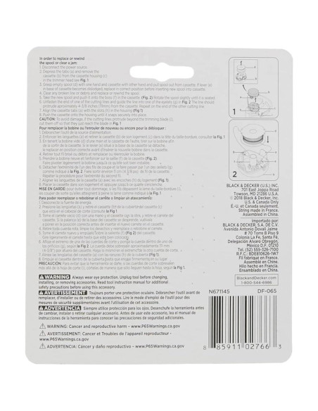 Carrete Repuesto Doble Línea Black+Decker DF-065 12,19 m