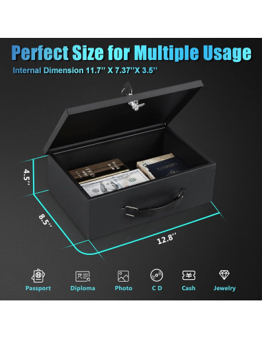 Caja Fuerte Resistente al Fuego Xydled 32.5x21.6x11.4cm Negra