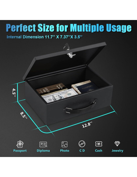 Caja Fuerte Resistente al Fuego Xydled 32.5x21.6x11.4cm Negra