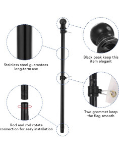 Mástil de Bandera Yeesun 182.88 cm Soporte Exterior Negro 2