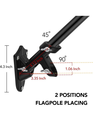 Mástil de Bandera Yeesun 182.88 cm Soporte Exterior Negro