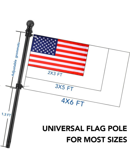 Mástil de Bandera Yeesun 182.88 cm Soporte Exterior Negro