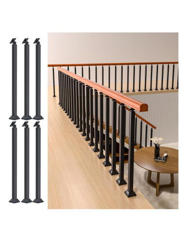 Postes de Barandilla Interior MM MELISEN 90 cm Negro 6 Piezas