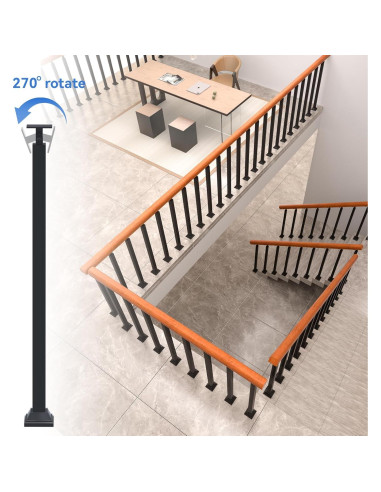 Postes de Barandilla Interior MM MELISEN 90 cm Negro 6 Piezas