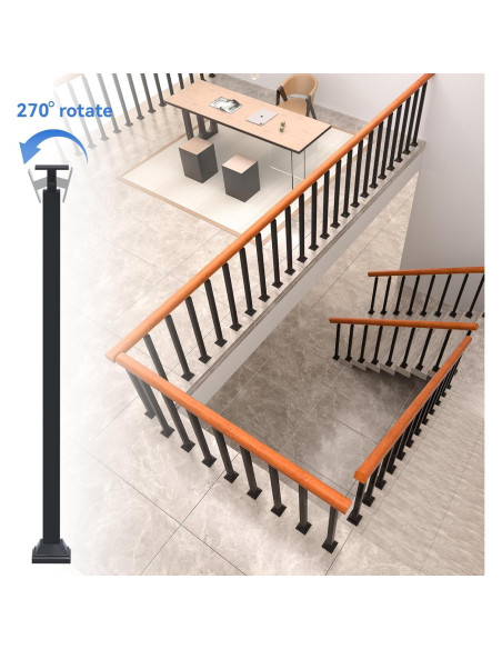 Postes de Barandilla Interior MM MELISEN 90 cm Negro 6 Piezas