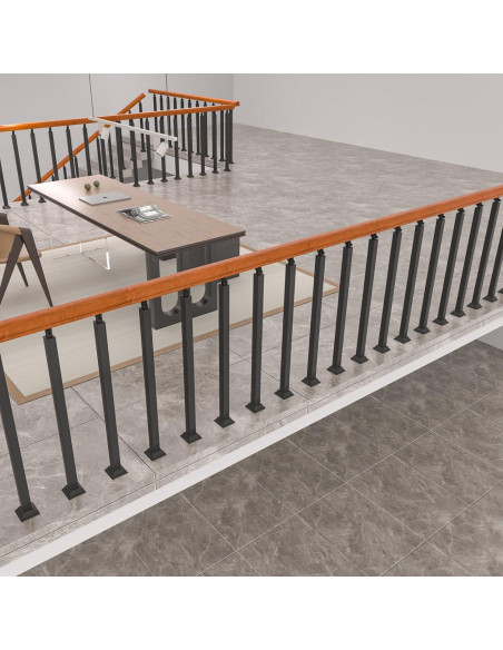 Postes de Barandilla Interior MM MELISEN 90 cm Negro 6 Piezas