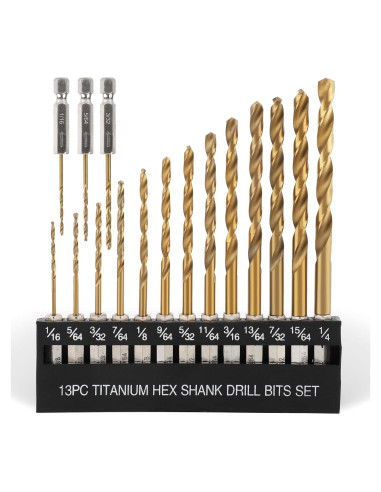 Juego de Brocas de Titanio COMOWARE - 16 Pcs 1,59-6,35 mm