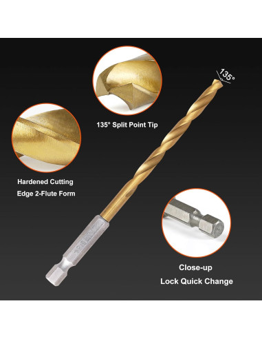 Juego de Brocas de Titanio COMOWARE - 16 Pcs 1,59-6,35 mm