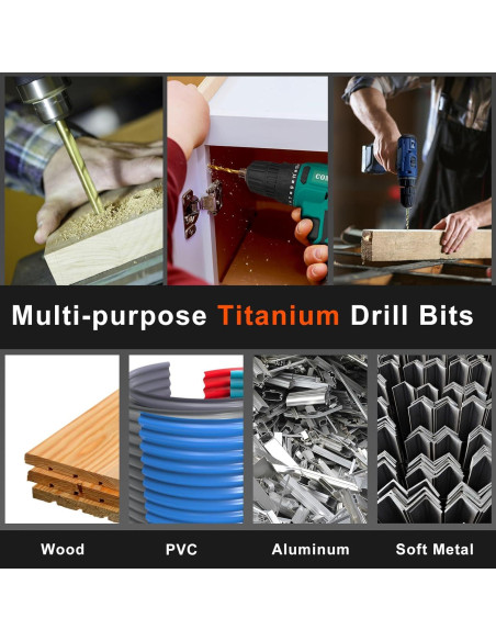 Juego de Brocas de Titanio COMOWARE - 16 Pcs 1,59-6,35 mm