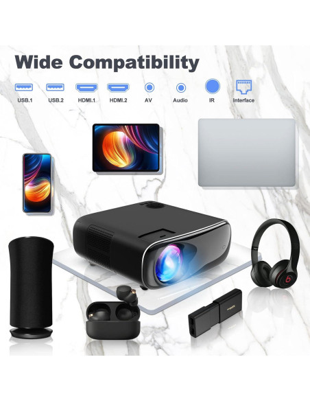 Proyector Full HD Lezoura 1080P WiFi y Bluetooth 800 Lúmenes