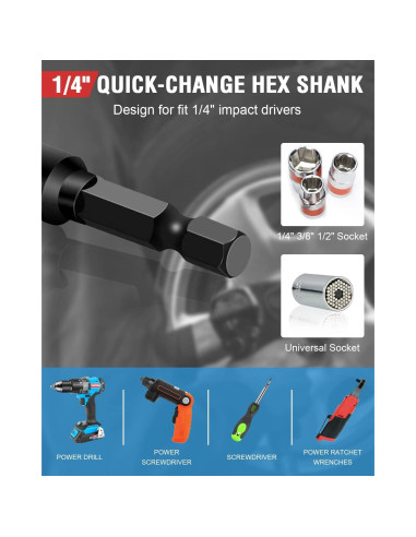 Juego de Adaptadores de Enchufe de Impacto VICRING 6 Pcs