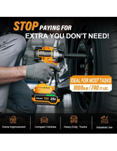 Llave de impacto inalámbrica Adedad 1000N.m 20V con 2 baterías 2