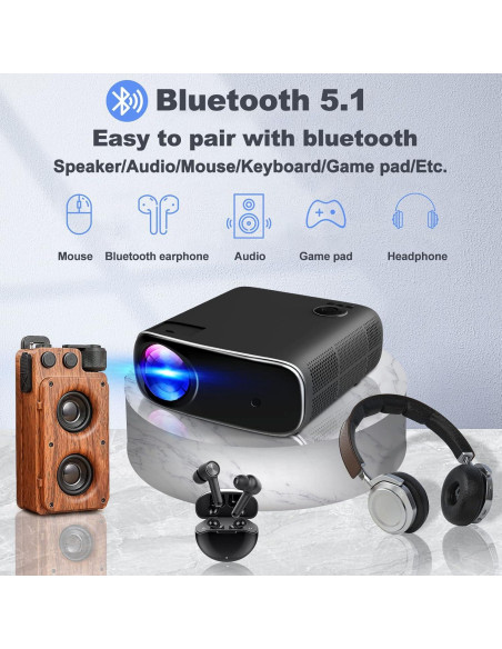 Proyector Full HD Lezoura 1080P WiFi y Bluetooth 800 Lúmenes