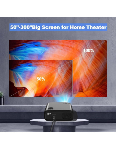 Proyector Full HD Lezoura 1080P WiFi y Bluetooth 800 Lúmenes