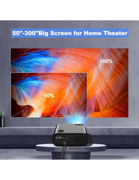 Proyector Full HD Lezoura 1080P WiFi y Bluetooth 800 Lúmenes