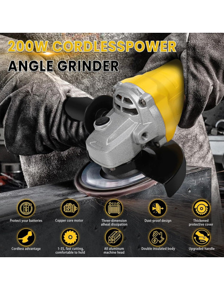 Amoladora Angular Inalámbrica LEZZYRUCK 20V 10000RPM Sin Batería